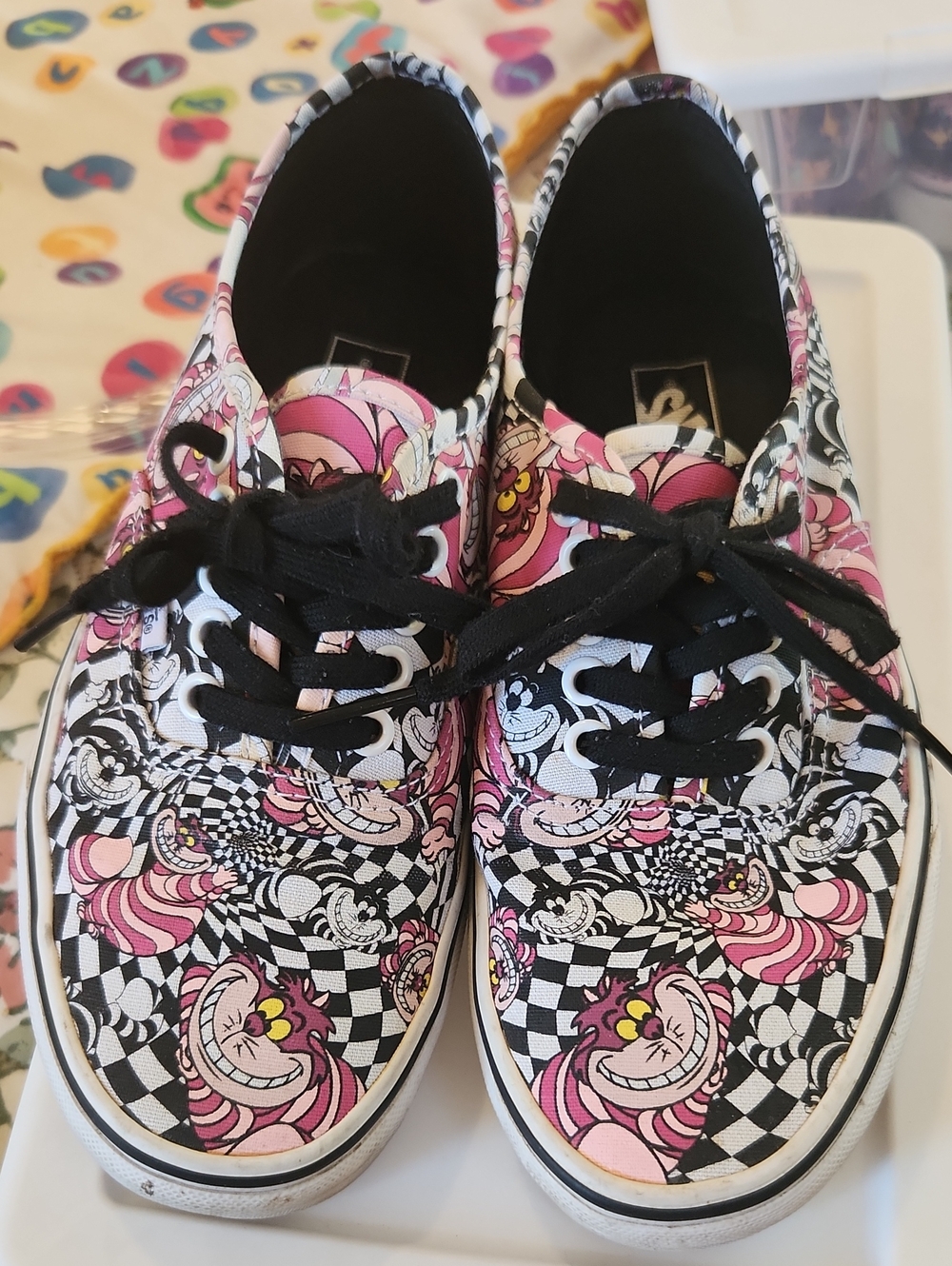 Vans Pink Black White Cheshire Cat Checkerboard Sneakers
